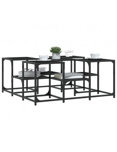 Tavolino da Salotto Nero 91x91x40 cm in Legno Multistrato