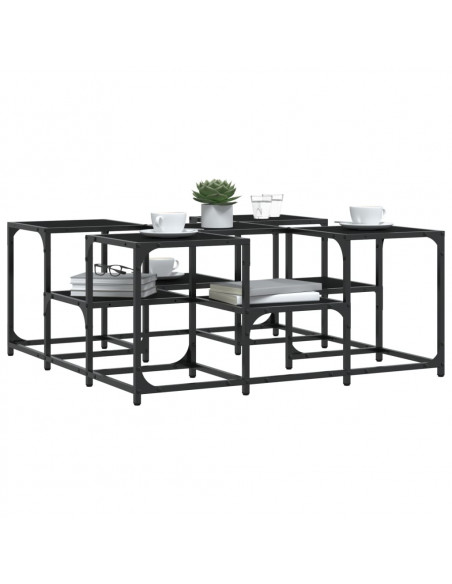 Tavolino da Salotto Nero 91x91x40 cm in Legno Multistrato