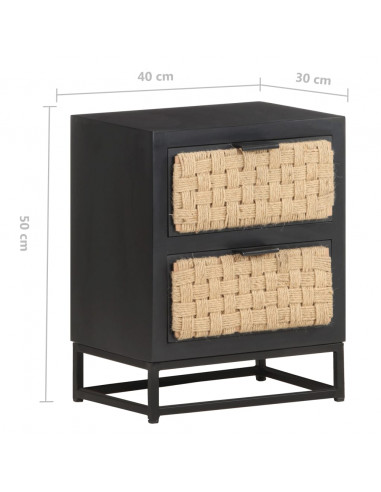 Comodino 40x30x50 cm in Legno Massello di Mango