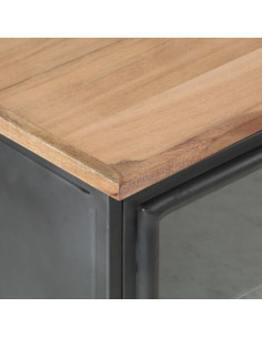 Comodino Grigio 40x30x50 cm in Legno Massello di Acacia 2