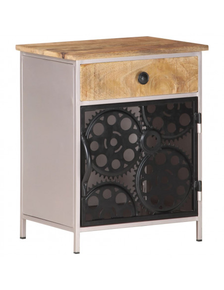 Comodino 40x30x50 cm in Legno di Mango Grezzo