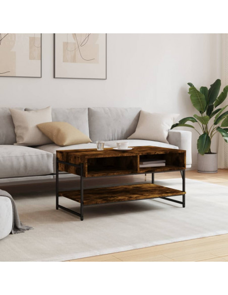 Tavolino da Salotto Rovere Fumo 90x50x45cm in Legno Multistrato