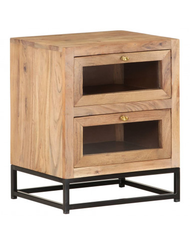 Comodino 40x30x50 cm in Legno Massello di Acacia