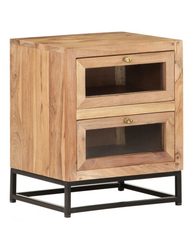 Comodino 40x30x50 cm in Legno Massello di Acacia