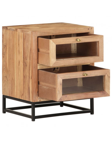 Comodino 40x30x50 cm in Legno Massello di Acacia