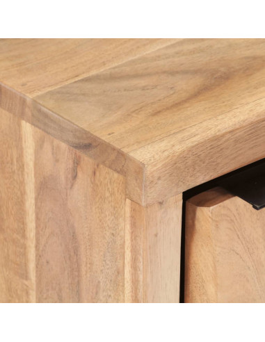 Comodino 40x30x50 cm in Legno Massello di Acacia con Bordi Vivi