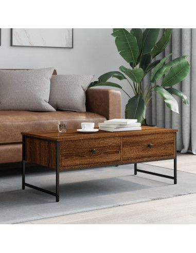 Tavolino Salotto Rovere Marrone 101x49x39,5cm Legno Multistrato