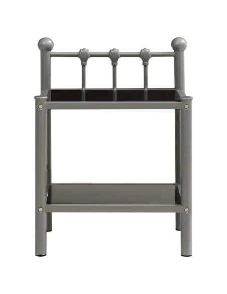 Comodino Grigio e Nero 45x34,5x60,5 cm in Metallo e Vetro
