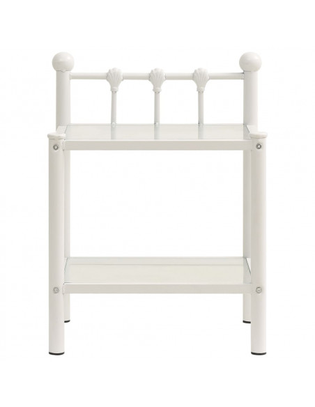 Comodino Bianco e Trasparente 45x34,5x60,5 cm Metallo e Vetro
