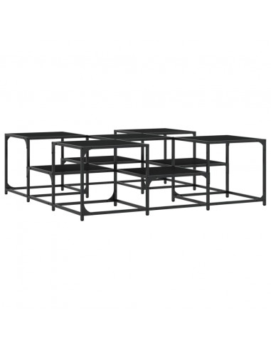 Tavolino da Salotto Nero 121x121x40 cm in Legno Multistrato