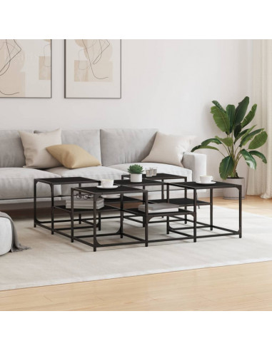 Tavolino da Salotto Nero 121x121x40 cm in Legno Multistrato