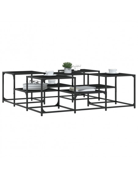 Tavolino da Salotto Nero 121x121x40 cm in Legno Multistrato