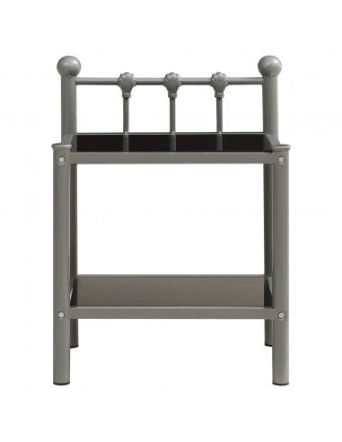 Comodini 2 pz Grigio e Nero in Metallo e Vetro