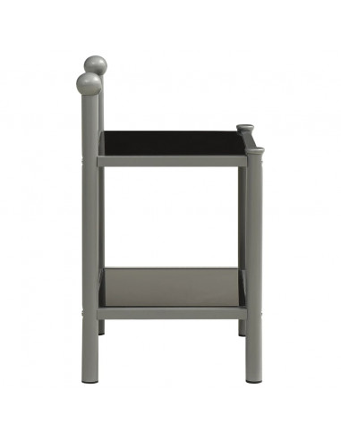 Comodini 2 pz Grigio e Nero in Metallo e Vetro