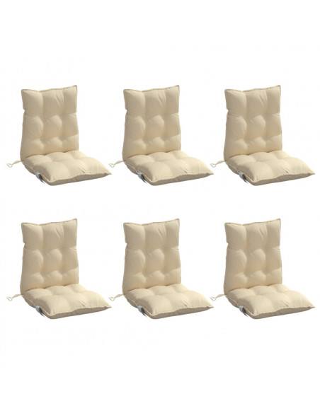 Cuscini per Sedia Schienale Basso 6 pz Beige in Tessuto Oxford