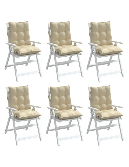 Cuscini per Sedia Schienale Basso 6 pz Beige in Tessuto Oxford