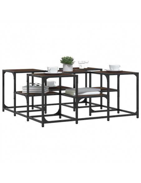 Tavolino da Salotto Rovere Marrone 91x91x40cm Legno Multistrato