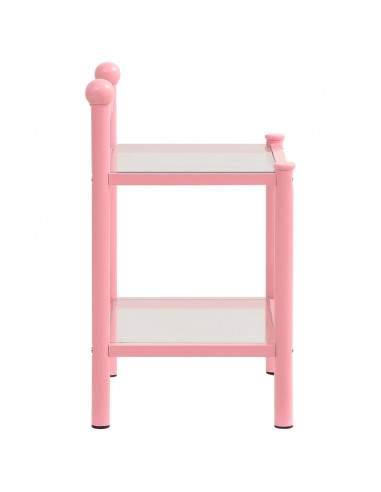 Comodini 2 pz Rosa e Trasparente in Metallo e Vetro