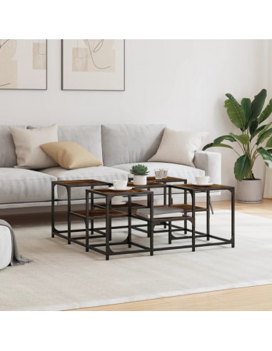 Tavolino da Salotto Rovere Fumo 91x91x40cm in Legno Multistrato