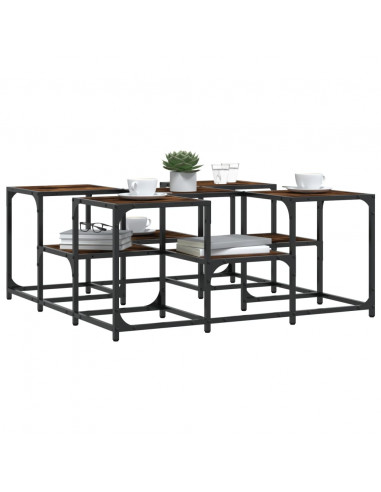 Tavolino da Salotto Rovere Fumo 91x91x40cm in Legno Multistrato