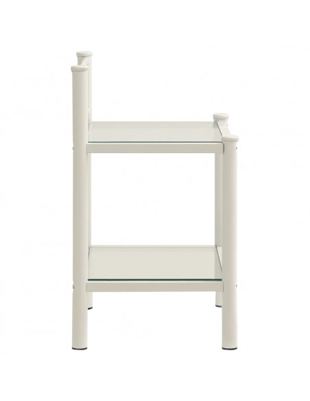 Comodino Bianco e Trasparente 45x34,5x60,5 cm Metallo e Vetro
