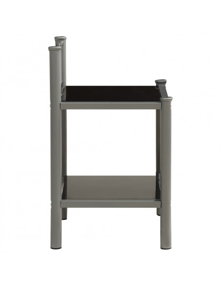 Comodini 2 pz Grigio e Nero in Metallo e Vetro