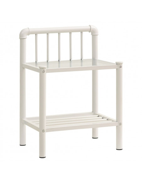 Comodino Bianco e Trasparente 45x34,5x62,5 cm Metallo e Vetro