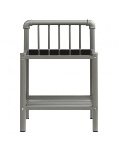 Comodini 2 pz Grigio e Nero in Metallo e Vetro