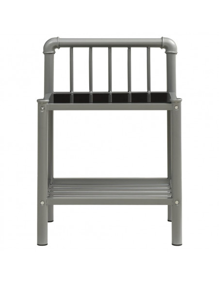 Comodini 2 pz Grigio e Nero in Metallo e Vetro
