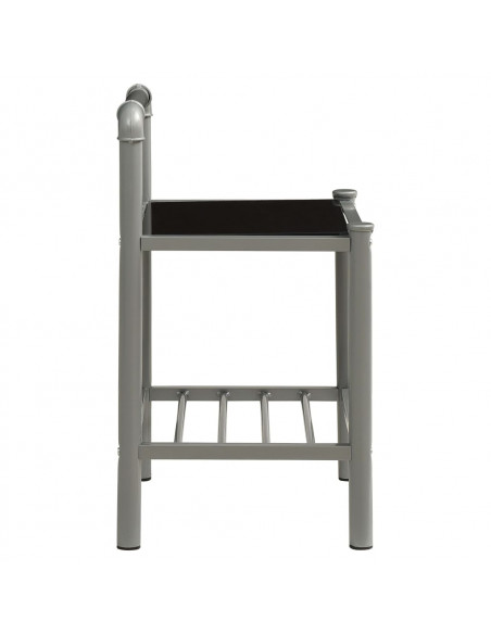 Comodini 2 pz Grigio e Nero in Metallo e Vetro
