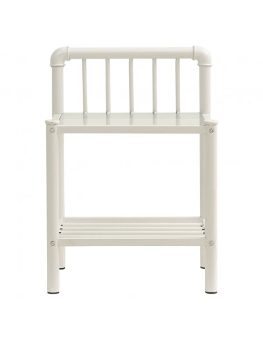 Comodini 2 pz Bianchi e Trasparenti in Metallo e Vetro