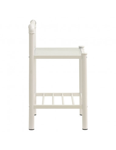 Comodini 2 pz Bianchi e Trasparenti in Metallo e Vetro