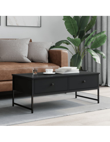 Tavolino da Salotto Nero 101x49x39,5 cm in Legno Multistrato