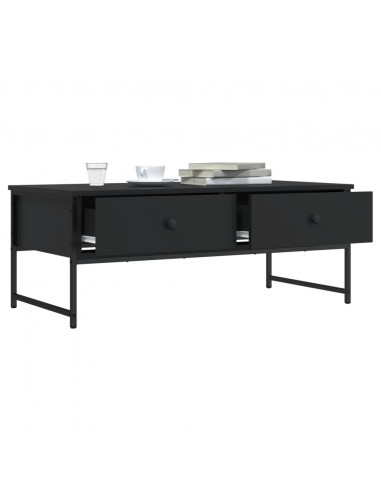 Tavolino da Salotto Nero 101x49x39,5 cm in Legno Multistrato