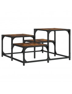 Tavolino da Salotto Rovere Fumo 68x68x40cm in Legno Multistrato 2