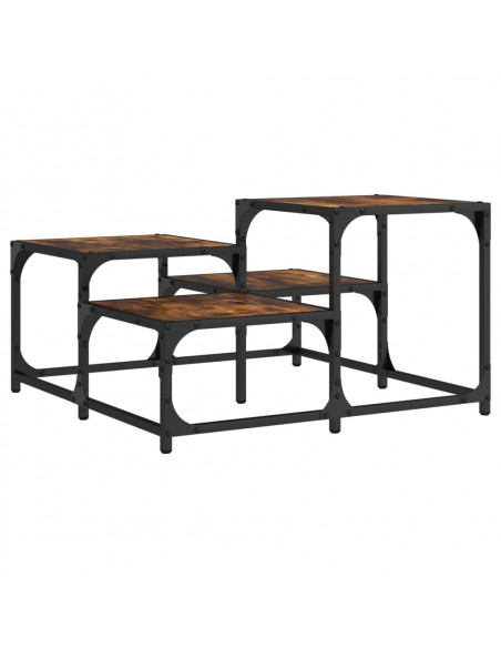 Tavolino da Salotto Rovere Fumo 68x68x40cm in Legno Multistrato
