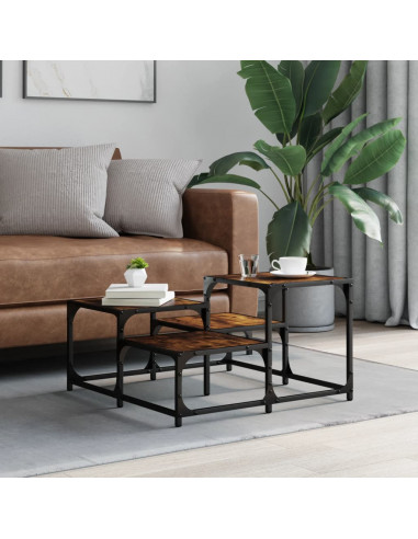 Tavolino da Salotto Rovere Fumo 68x68x40cm in Legno Multistrato
