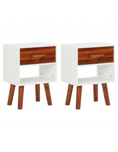 Comodini in Legno Massello di Acacia 2 pz 40x30x57 cm 2