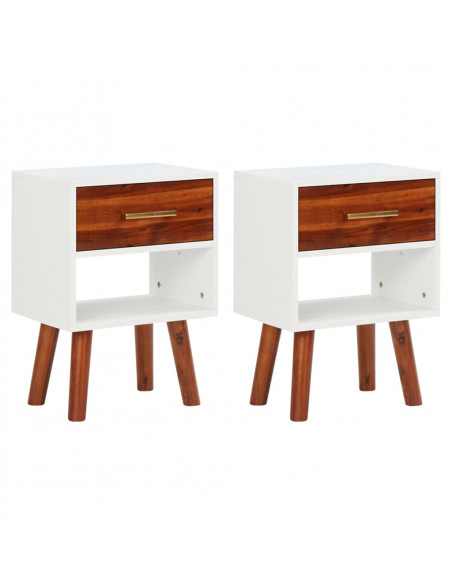 Comodini in Legno Massello di Acacia 2 pz 40x30x57 cm