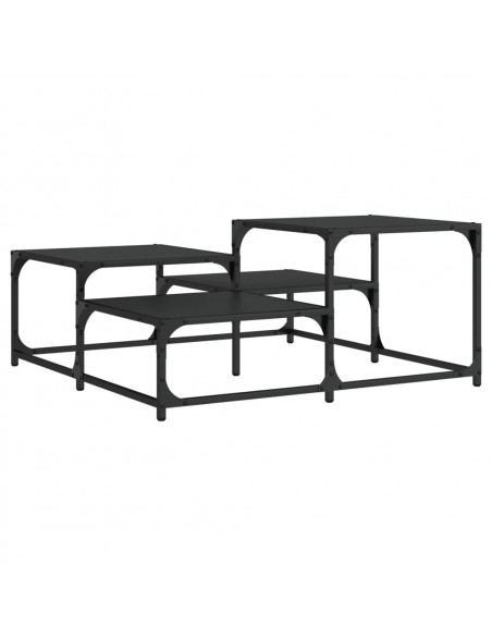 Tavolino da Salotto Nero 87,5x87,5x40 cm in Legno Multistrato