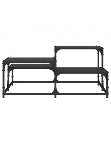 Tavolino da Salotto Nero 87,5x87,5x40 cm in Legno Multistrato