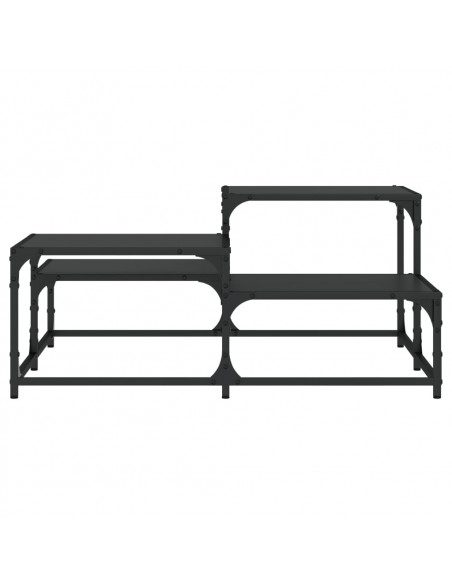 Tavolino da Salotto Nero 87,5x87,5x40 cm in Legno Multistrato