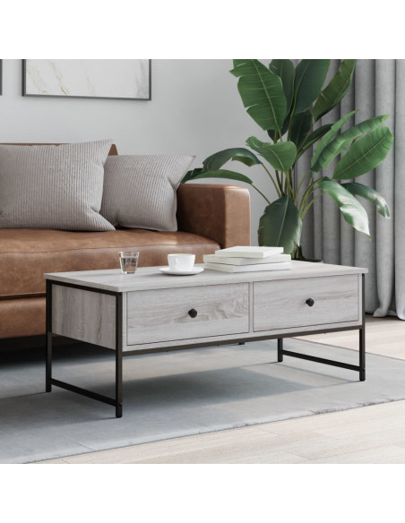 Tavolino Salotto Grigio Sonoma 101x49x39,5 cm Legno Multistrato