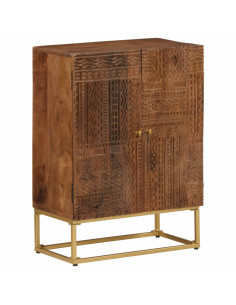 Credenza 55x30x76 cm in Legno Massello di Mango e Ferro 2