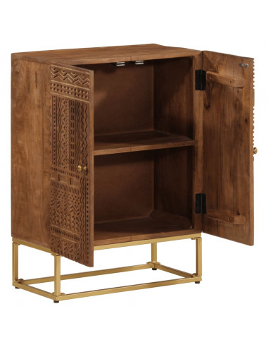Credenza 55x30x76 cm in Legno Massello di Mango e Ferro