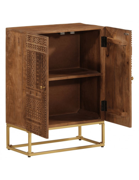 Credenza 55x30x76 cm in Legno Massello di Mango e Ferro