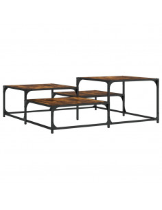 Tavolino da Salotto Rovere Fumo 107x107x40 cm Legno Multistrato 2