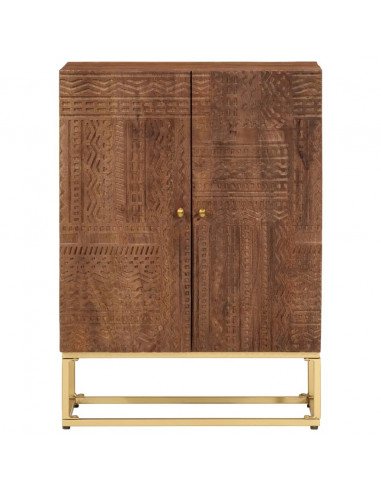 Credenza 55x30x76 cm in Legno Massello di Mango e Ferro