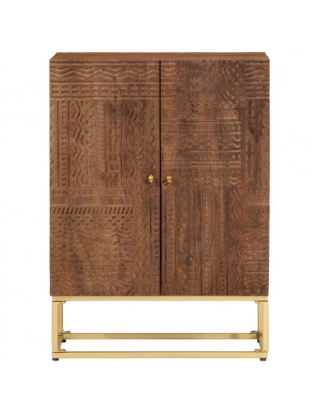 Credenza 55x30x76 cm in Legno Massello di Mango e Ferro