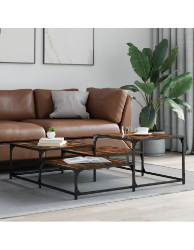 Tavolino da Salotto Rovere Fumo 107x107x40 cm Legno Multistrato